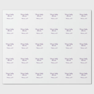 Papier Cadeau Nom date de baby shower violet élégant simple