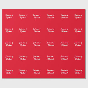 Papier Cadeau Nom de calligraphie rouge blanc minimaliste modern