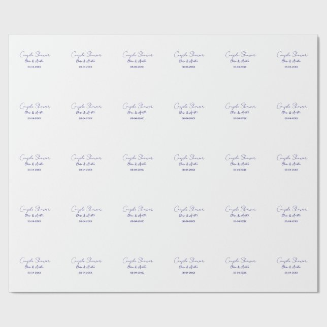 Papier Cadeau nom de date de douche de couple violet tendance si (Plat)