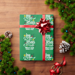 Papier Cadeau Nom de famille JOIE EN JÉSUS Noël chrétien