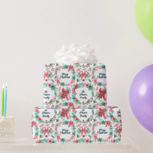 Papier Cadeau Nom de famille Monogram Christmas Wreath