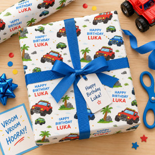 Papier Cadeau Nom de fête d'anniversaire de camion monstre Enfan