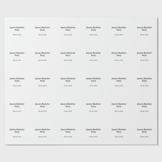 Papier Cadeau Nom de la fête de bachelor date simple minimal mei (Plat)