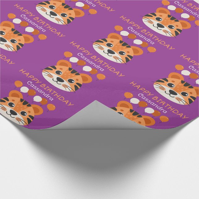 Papier Cadeau Nom de l'Anniversaire de enfant violet du visage d (Coin)