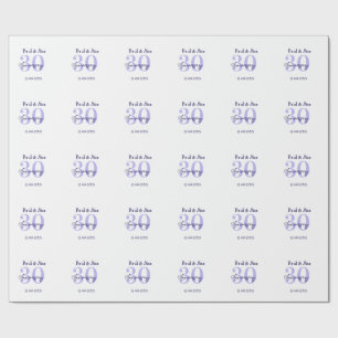 Papier Cadeau nom de lettre gras violet 30e anniversaire simple
