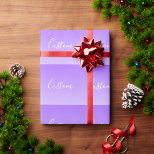 Papier Cadeau Nom de script cursif & ombre violet clair modifiab