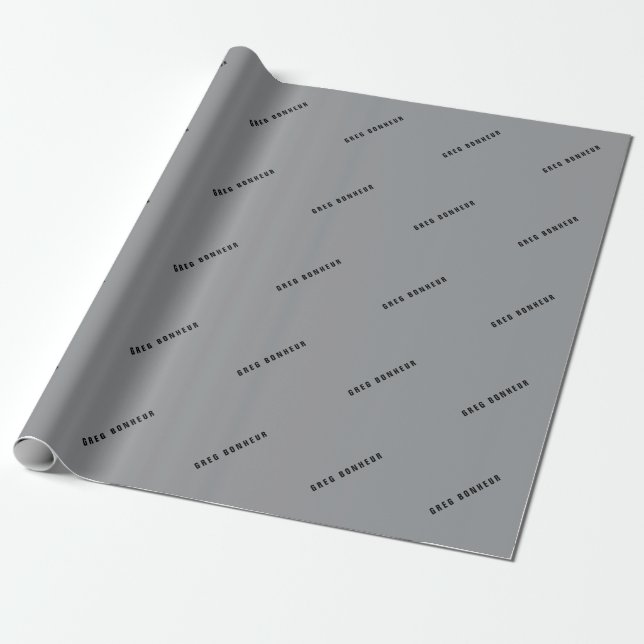 Papier Cadeau Nom de style moderne élégant | Gris et noir (Déroulé)