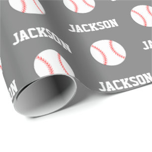 Papier Cadeau Nom du baseball Motif Grey