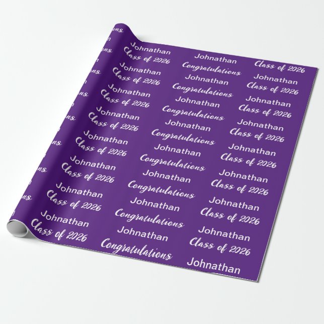 Papier Cadeau Nom du diplômé Félicitations de la promotion 2026  (Déroulé)