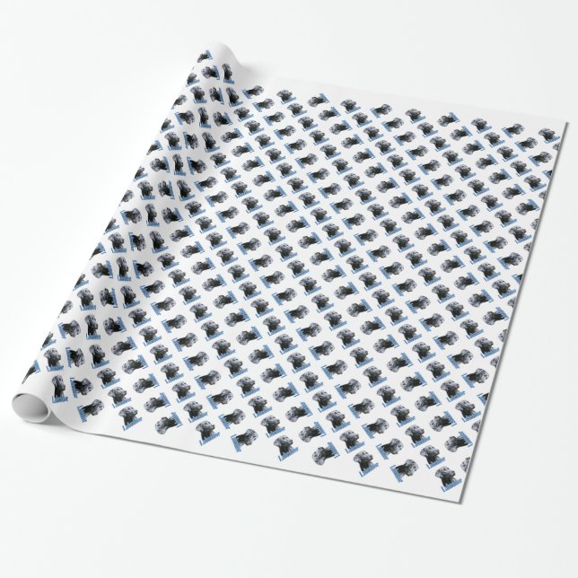 Papier Cadeau Nom du Labrador (noir) (Déroulé)