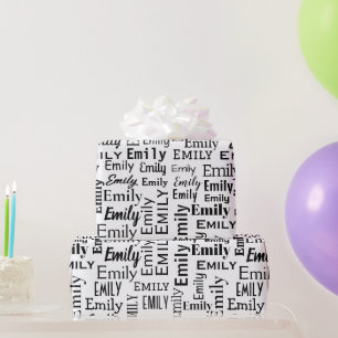 Papier Cadeau Nom Emily En Blanc