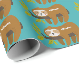 Papier Cadeau Nom et couleur personnalisés Sloth