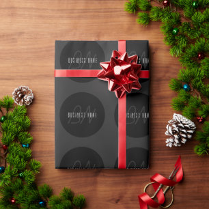 Papier Cadeau Nom et monogramme élégants modernes Gris foncé e