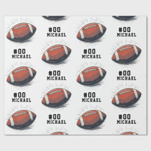 Papier Cadeau Nom et numéro personnalisés Football américain