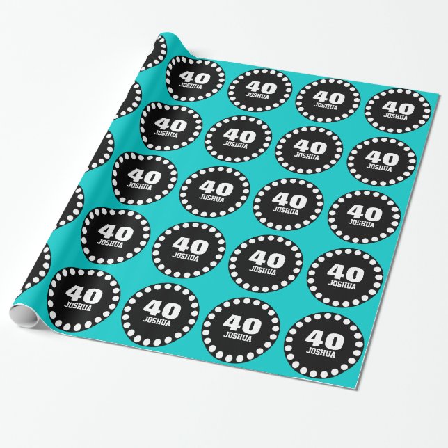 Papier Cadeau Nom fait sur commande V15A3 de quarantième (Déroulé)
