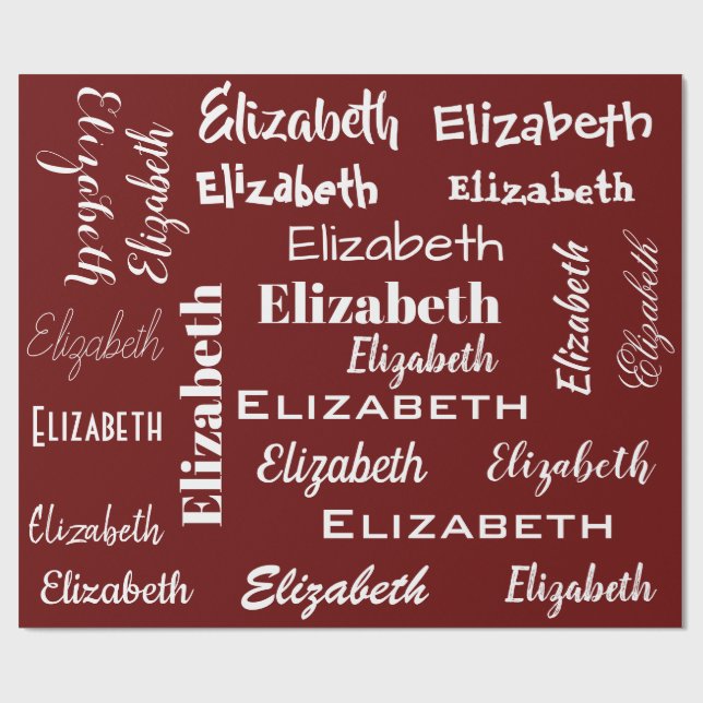 Papier Cadeau Nom Monogramme initial Rouge Blanc Personnalisé Ca (Plat)