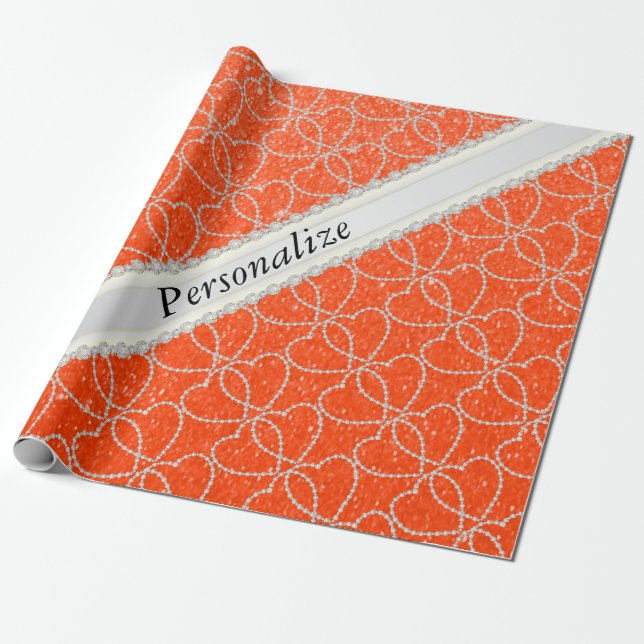 Papier Cadeau Nom orange du motif | do-it-yourself de coeur de (Déroulé)