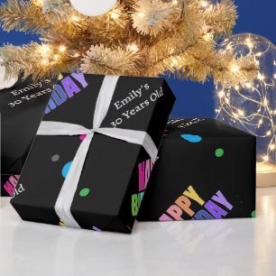 Papier Cadeau Nom personnalisé Age Gold Retour heureux Anniversa