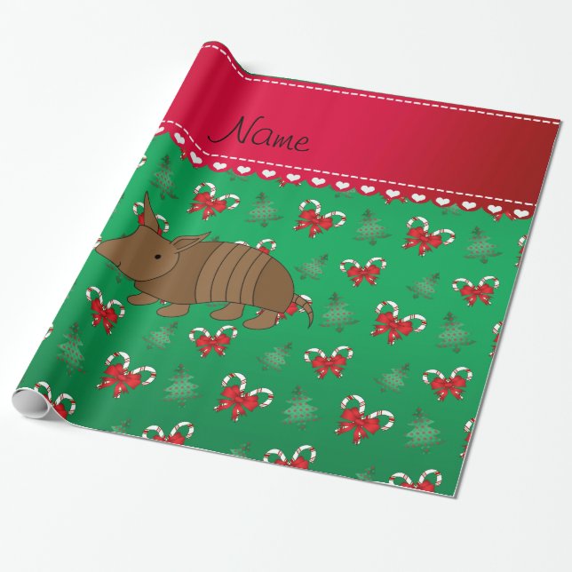 Papier Cadeau Nom personnalisé armadillo arcs sucres de canne ve (Déroulé)