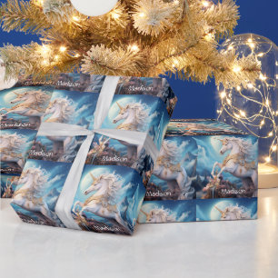 Papier Cadeau Nom personnalisé belle licorne