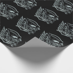 Papier Cadeau Nom personnalisé Biker Skull Wings Motorcycle Gara