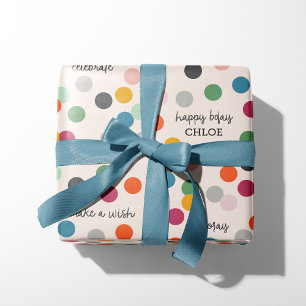 Papier Cadeau Nom personnalisé   Confettis d'anniversaire
