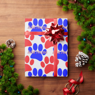 Papier Cadeau Nom personnalisé de l'Empreinte de patte de chien 