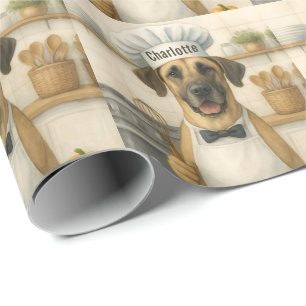 Papier Cadeau Nom personnalisé Drôle Grand Danois Chien Chef