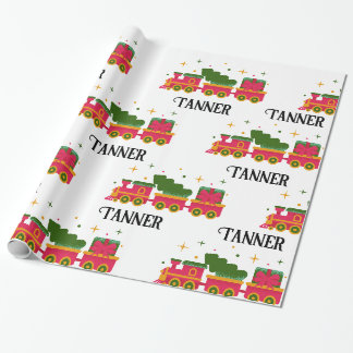 Papier Cadeau Nom personnalisé du train de Noël