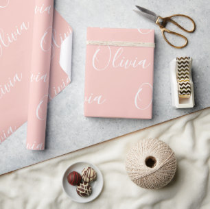 Papier Cadeau Nom personnalisé Élégant Moderne Pêche