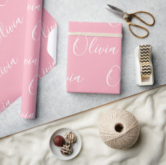 Papier Cadeau Nom personnalisé Élégant Rose Moderne