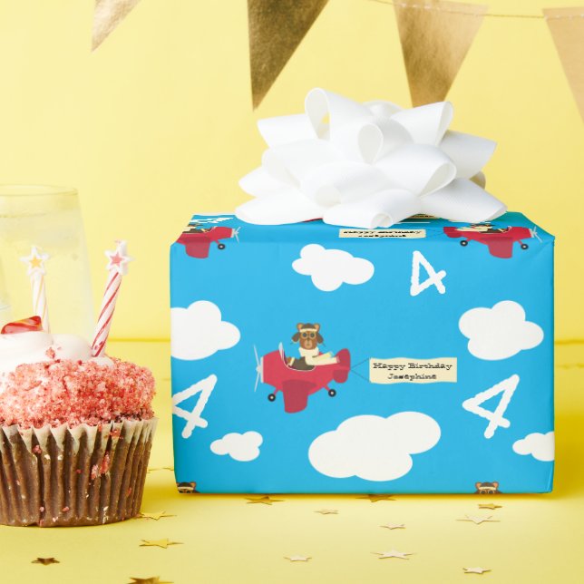 Papier Cadeau Nom personnalisé et âge Anniversaire du pilote de  (Fête d'anniversaire)