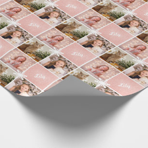 Papier Cadeau Nom personnalisé et photo Collage Rose Parties sci