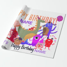 NOM PERSONNALISÉ HAPPY MONSTER BIRTHDAY WRAPPER PA