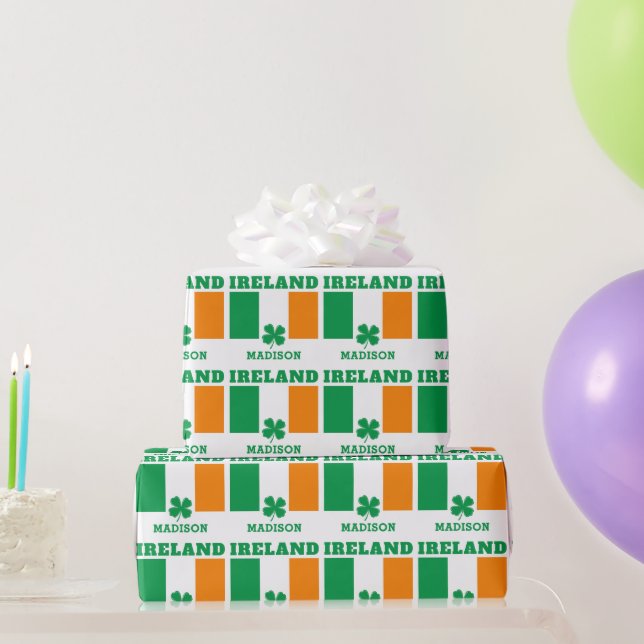 Papier Cadeau Nom personnalisé Irlande (Cadeaux de fête)