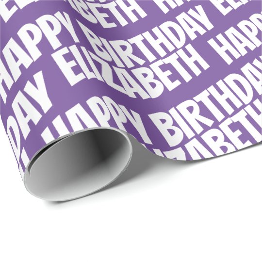 Papier Cadeau Nom Personnalise Joyeux Anniversaire Violet Zazzle Fr