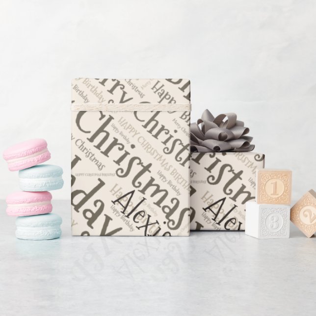 Papier Cadeau Nom personnalisé Joyeux Noël Anniversaire Drôle (Baby Shower)