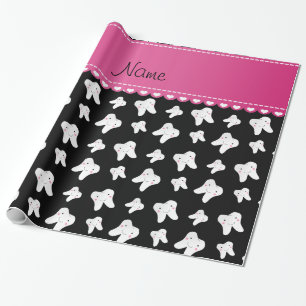Papier Cadeau Nom personnalisé mignon motif dent noire