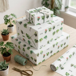 Papier Cadeau Nom personnalisé mignon pour amateur de plantes