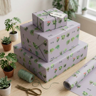 Papier Cadeau Nom personnalisé mignon pour amateur de plantes