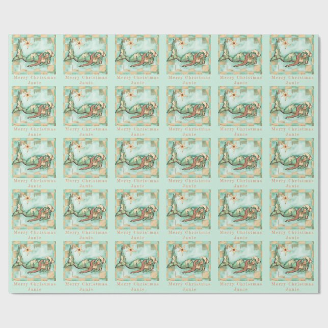 Papier Cadeau Nom personnalisé par Père Noël pour la plage de (Plat)