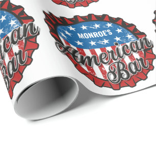 Papier Cadeau NOM Personnalisé Patriotic USA Drapeau American Ba