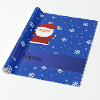 Papier Cadeau Nom personnalisé père Noël blue snowflakes