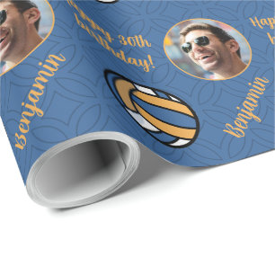 Papier Cadeau Nom personnalisé Photo Sport Volleyball Anniversai