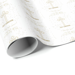 Papier Cadeau Nom personnalisé Première Sainte Communion Croix d