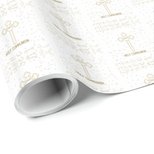 Papier Cadeau Nom personnalisé Première Sainte Communion Croix d