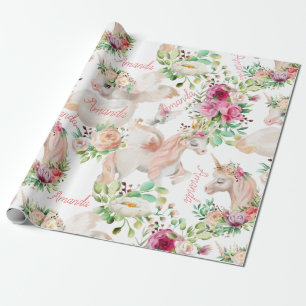 Papier Cadeau Nom personnalisé Unicorn Lover Plutôt