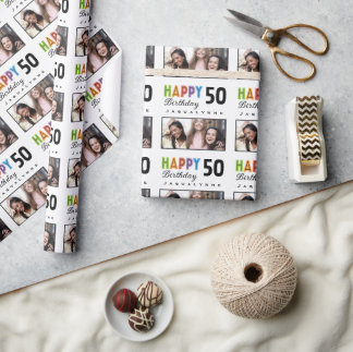 Papier Cadeau Nom Photo 50e anniversaire