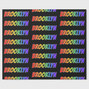 Papier Cadeau Nom propre BROOKLYN arc-en-ciel ; Amusant et Color