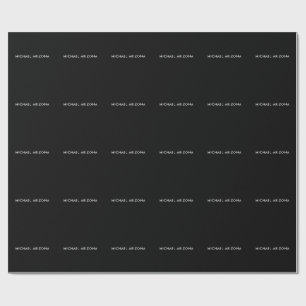 Papier Cadeau Nom propre minimaliste moderne noir blanc
